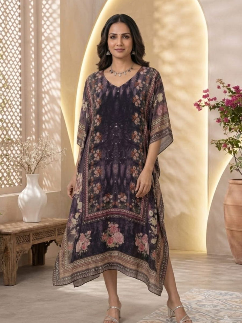 Purple Floral Garden Kaftan