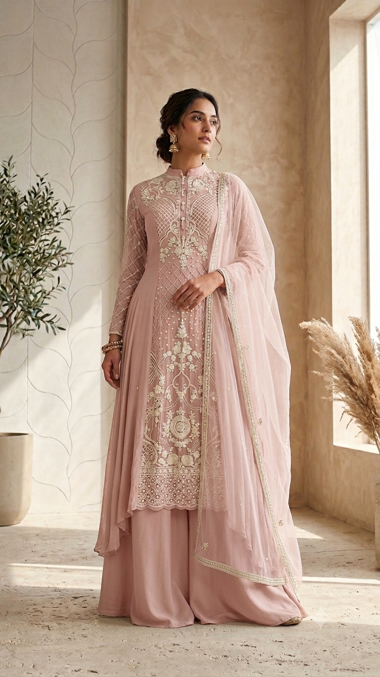 Blush Pink Heritage Embroidered Suit