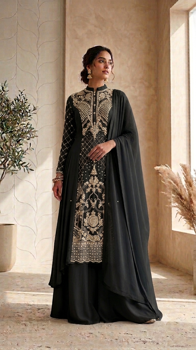 Midnight Black Heritage Embroidered Suit