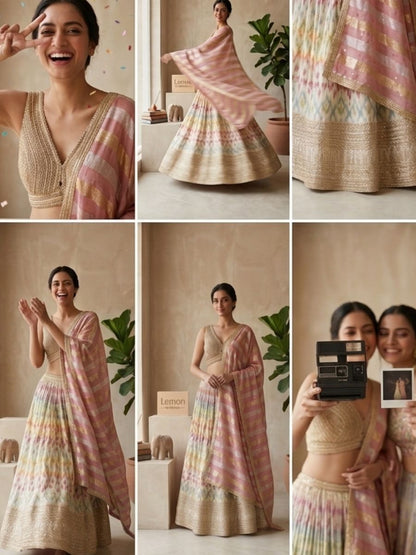 Gold Ikat Lehenga Set