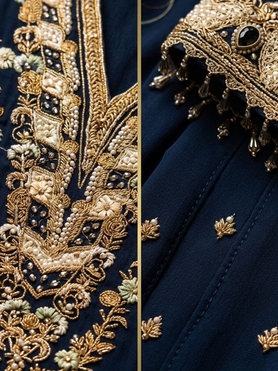 Embroidered Floor-Length Gown