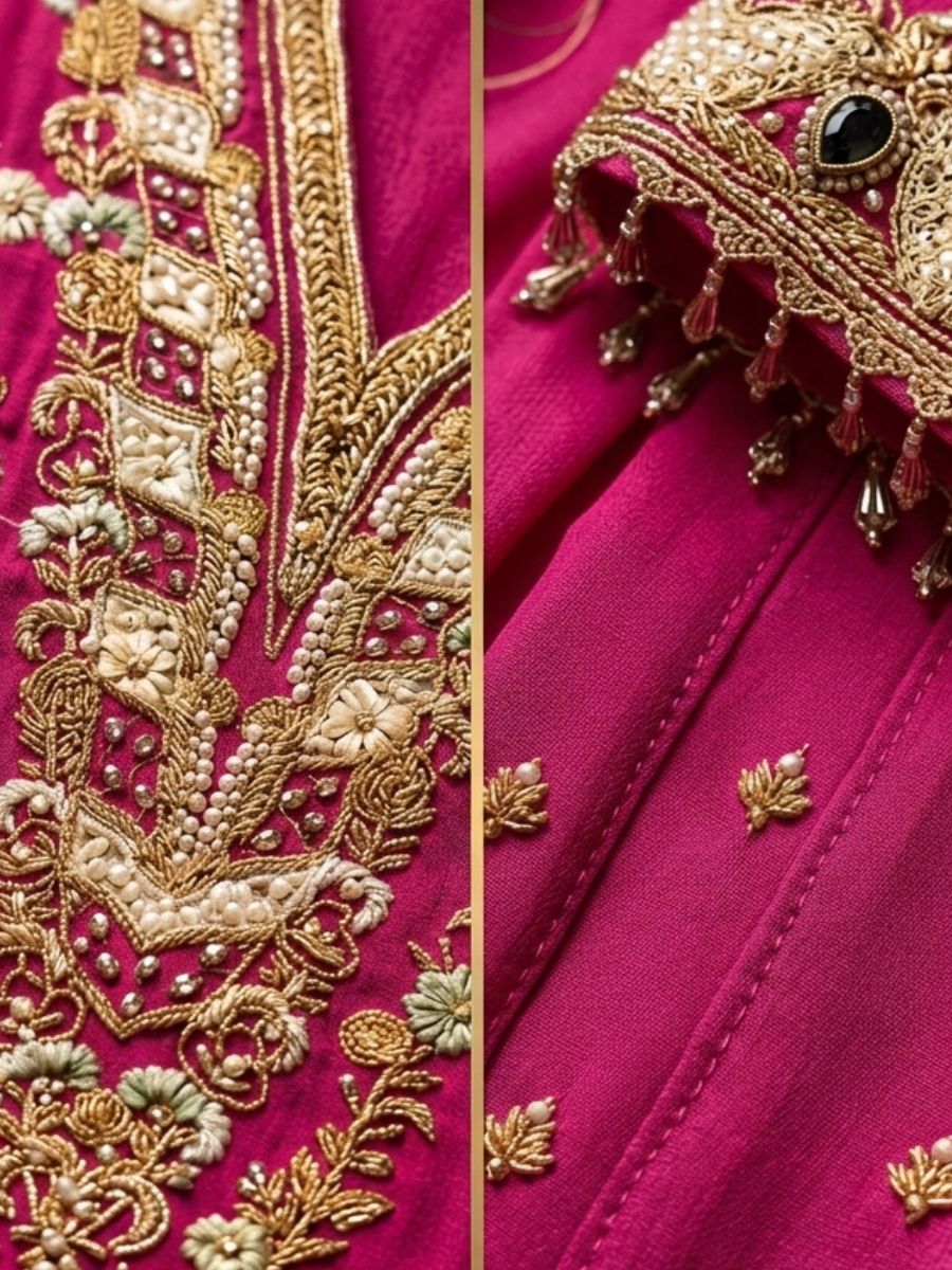 Embroidered Floor-Length Gown