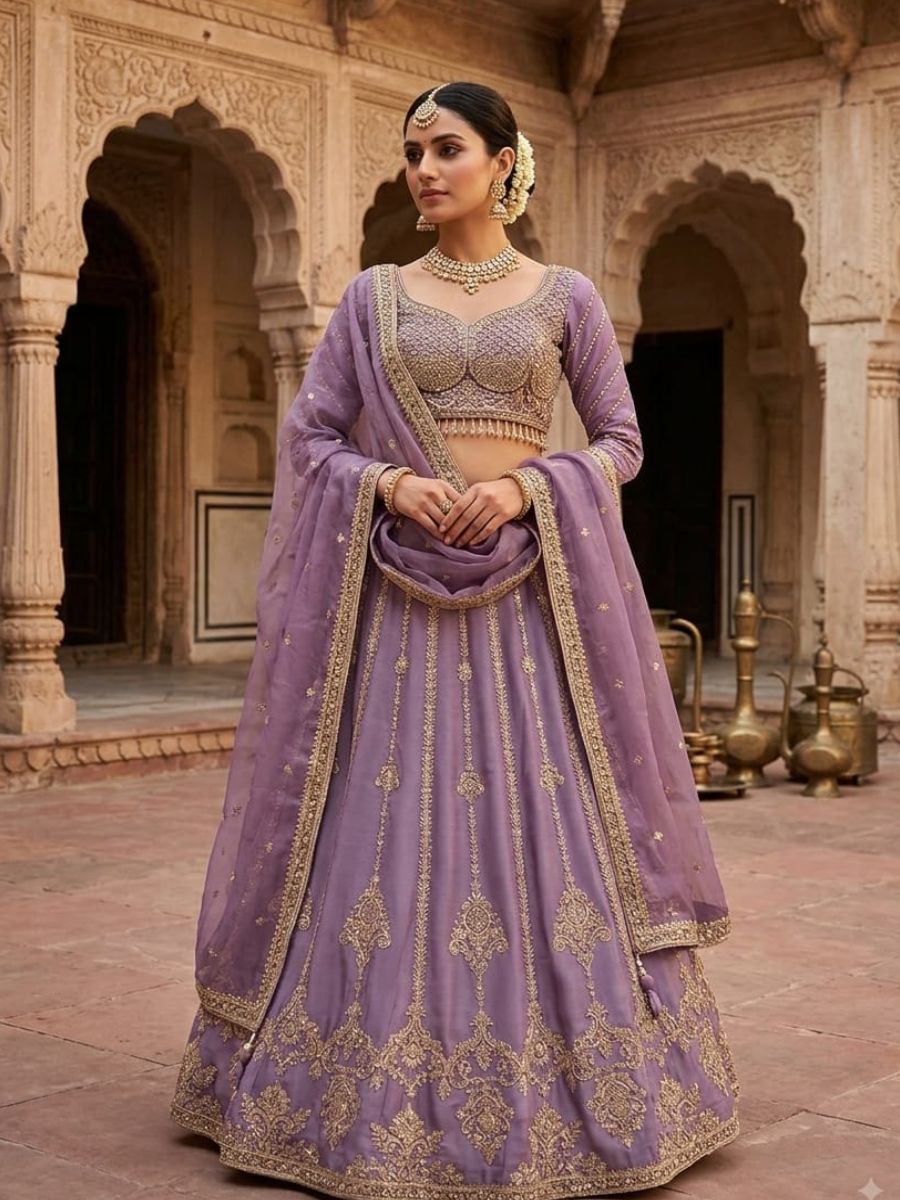 Lavender Bridal Lehenga Set