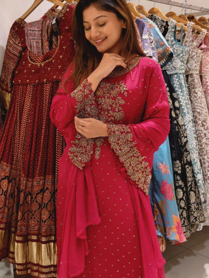 Magenta Anarkali Set