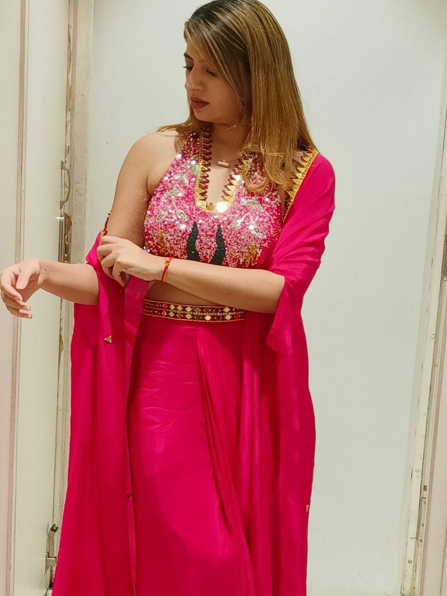 Fuchsia Pink Embroidered Lehenga Set