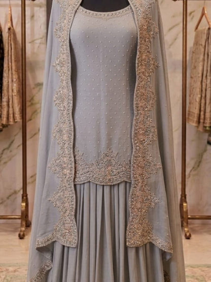 Hand work Palazo set  with Cape