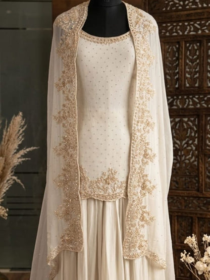 Hand work Palazo set  with Cape