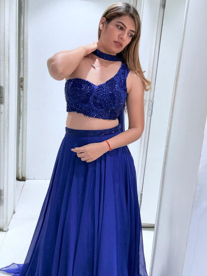 Royal Blue Embellished Lehenga Set