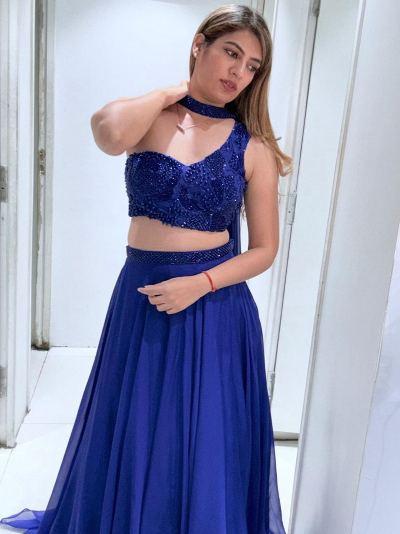Royal Blue Embellished Lehenga Set