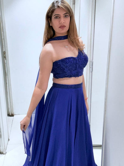 Royal Blue Embellished Lehenga Set