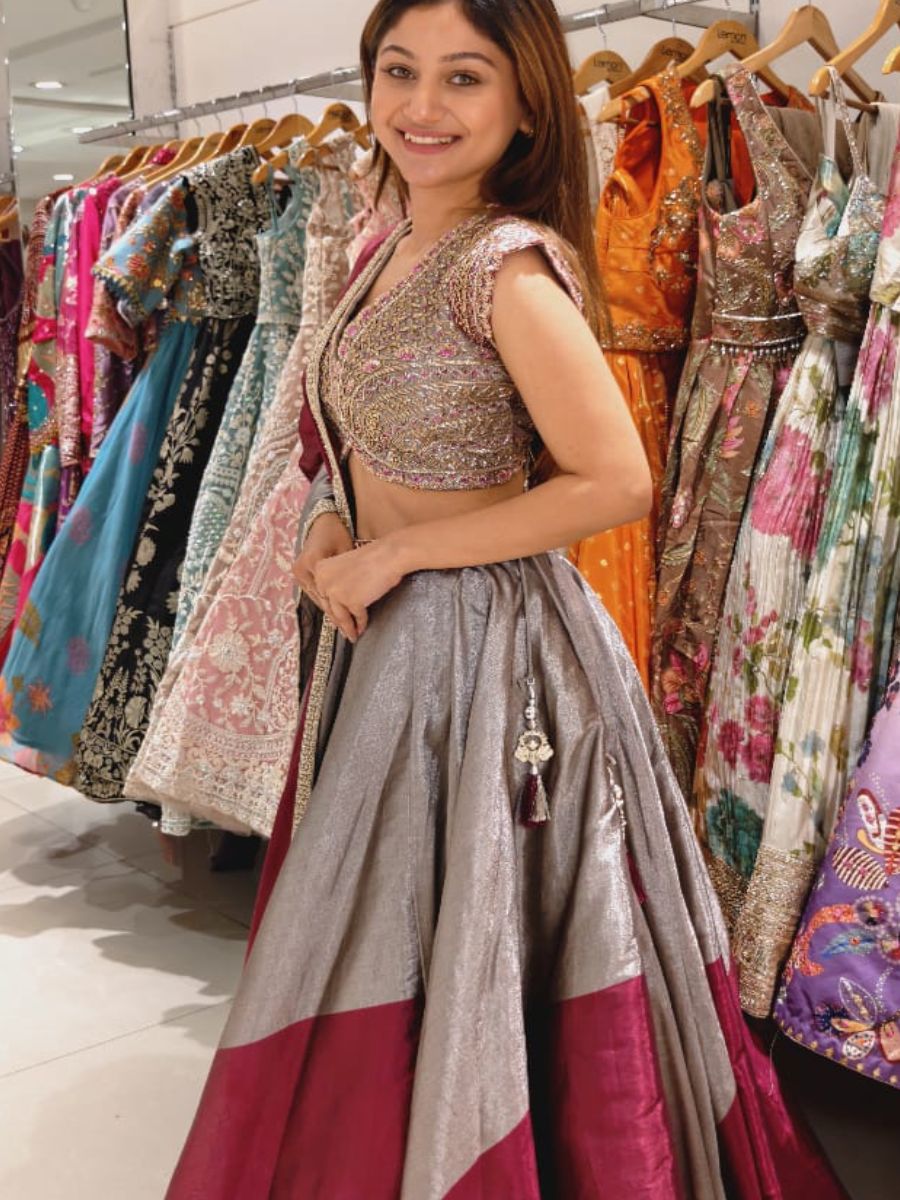Silver Red Lehenga Set