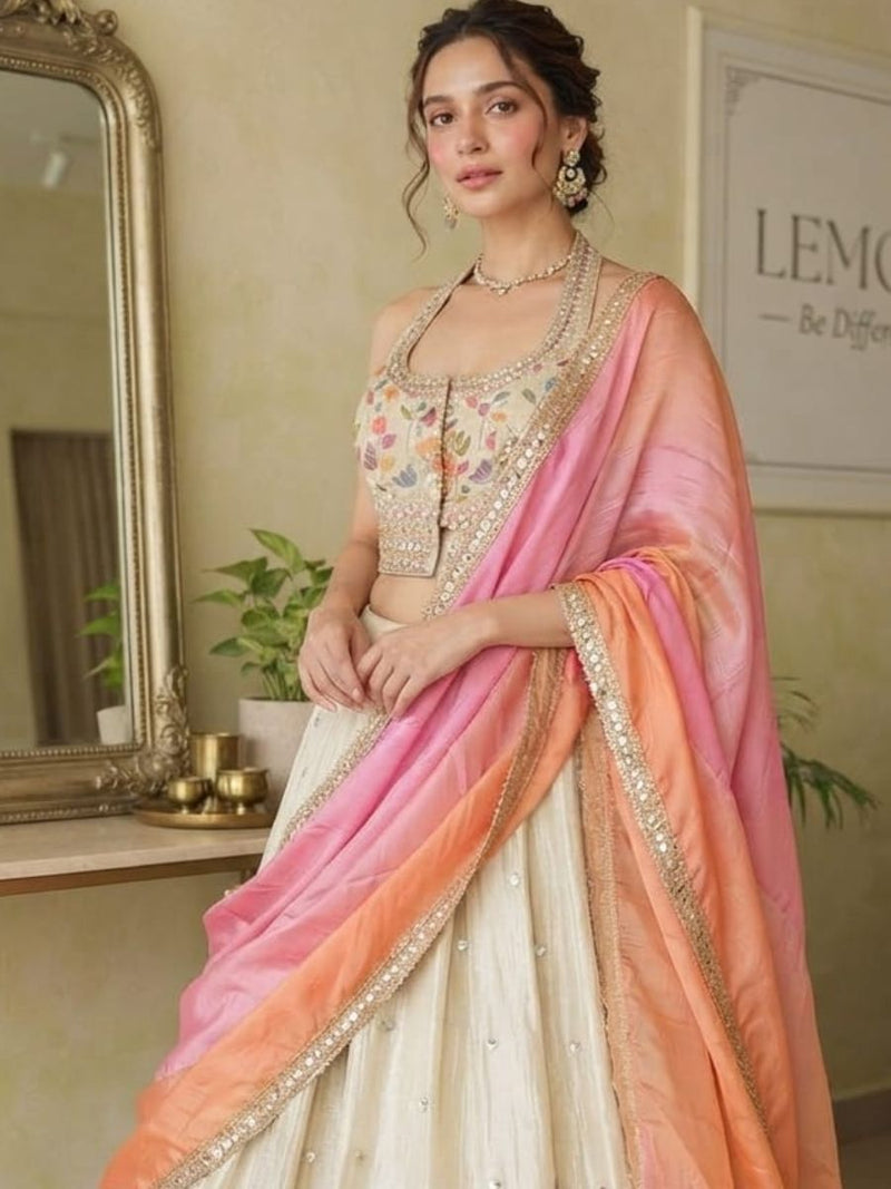 Ivory Multicolour Floral Lehenga Set