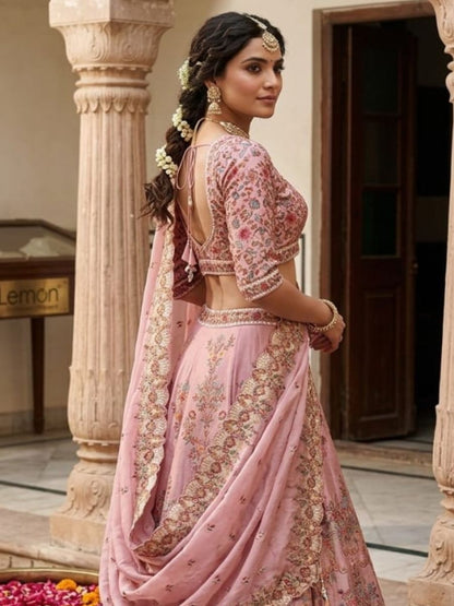 Rose Pink Bridal Lehenga Set