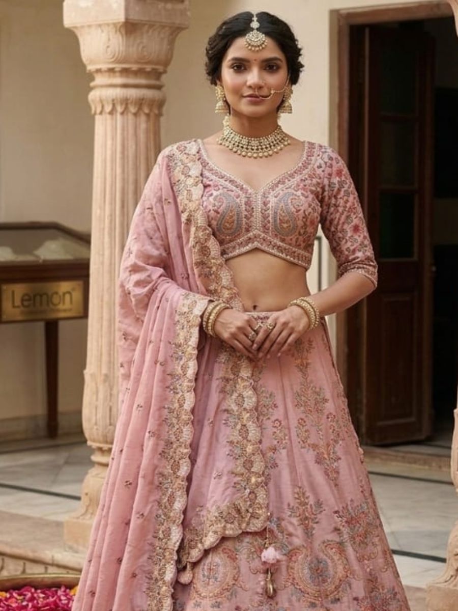 Rose Pink Bridal Lehenga Set