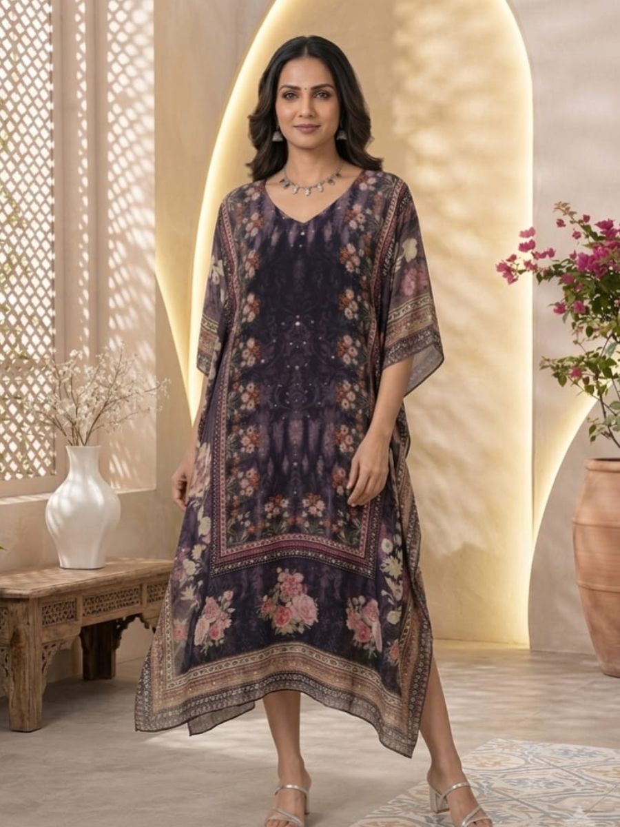 Purple Floral Garden Kaftan