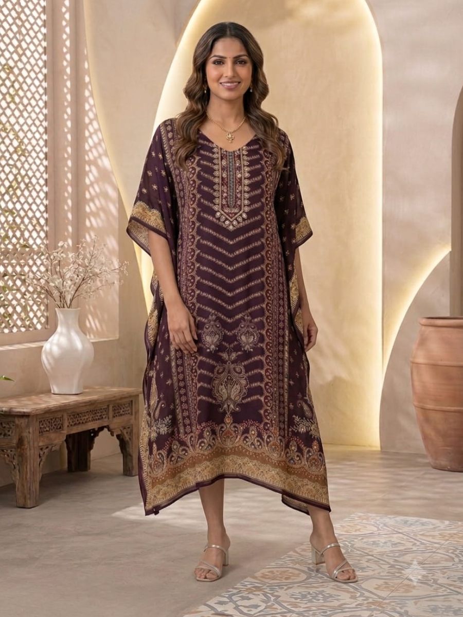 Plum Gold Chevron Kaftan