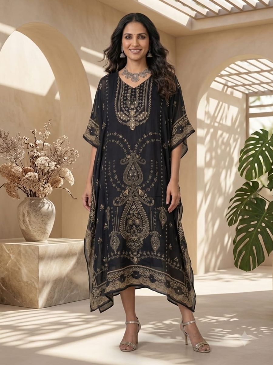 Black Gold Paisley Kaftan