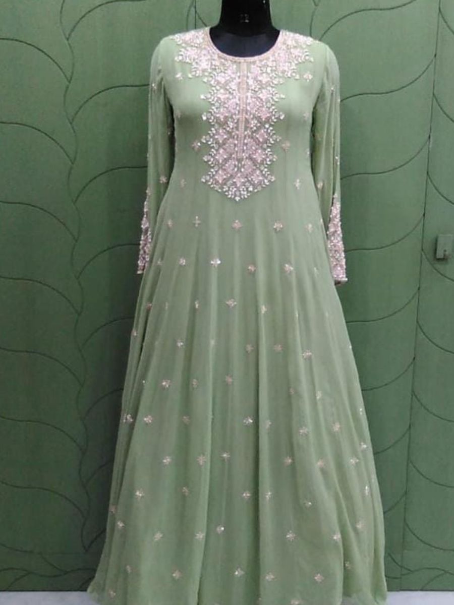Pearl Embroidered Anarkali Gown