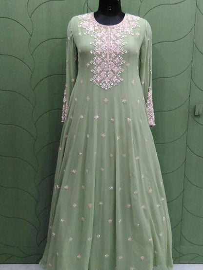 Pearl Embroidered Anarkali Gown